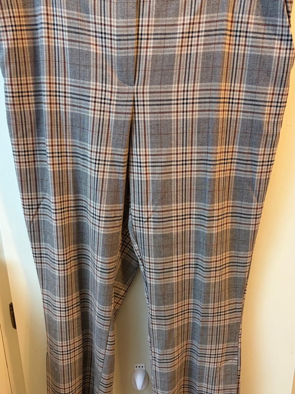 Jules & Leopold Women’s pull on pants with side, slit Gray, Brown & Cream - Picture 6 of 11